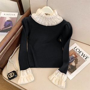 NEW High Neck Pearls Sweater Top in Black